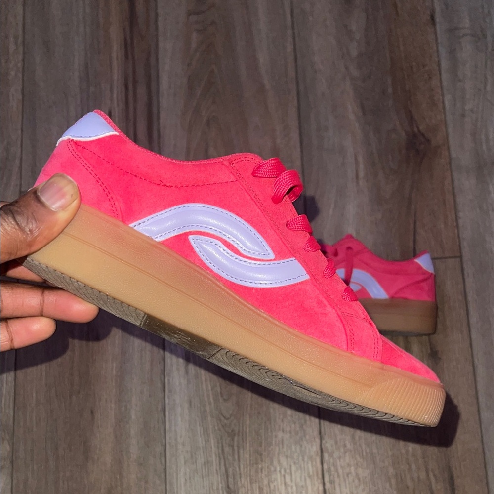 Ryka Pink and White Sneakers with Gum Sole